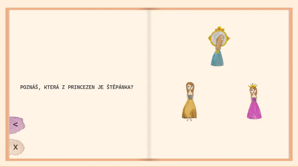 Interaktivní úkol s pohádkovými princeznami v aplikaci Hlava plná pohádek – Elementer