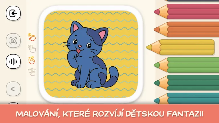 Vybarvená kočička s pastelkovým vzorem, Elementer