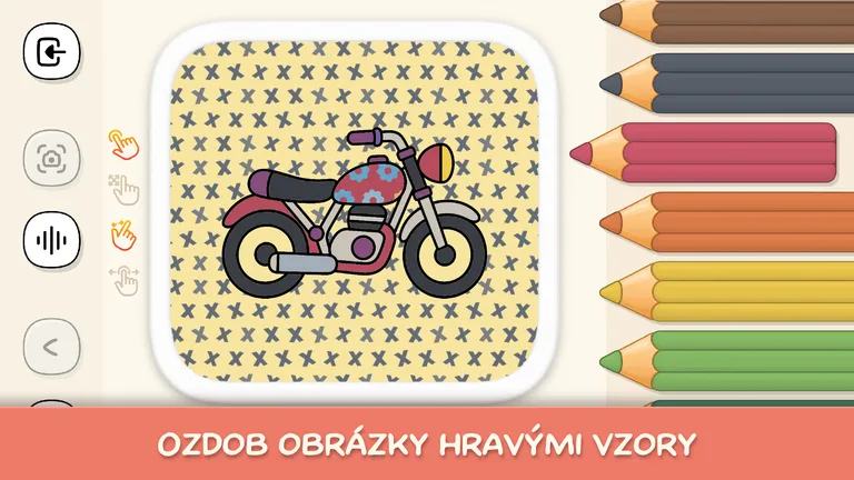 Vybarvená motorka ozdobená hravými texturami, Elementer