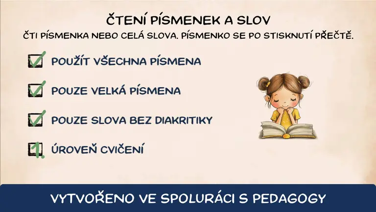 Hledání písmen ve slovech v aplikaci Kouzelná Abeceda – Elementer