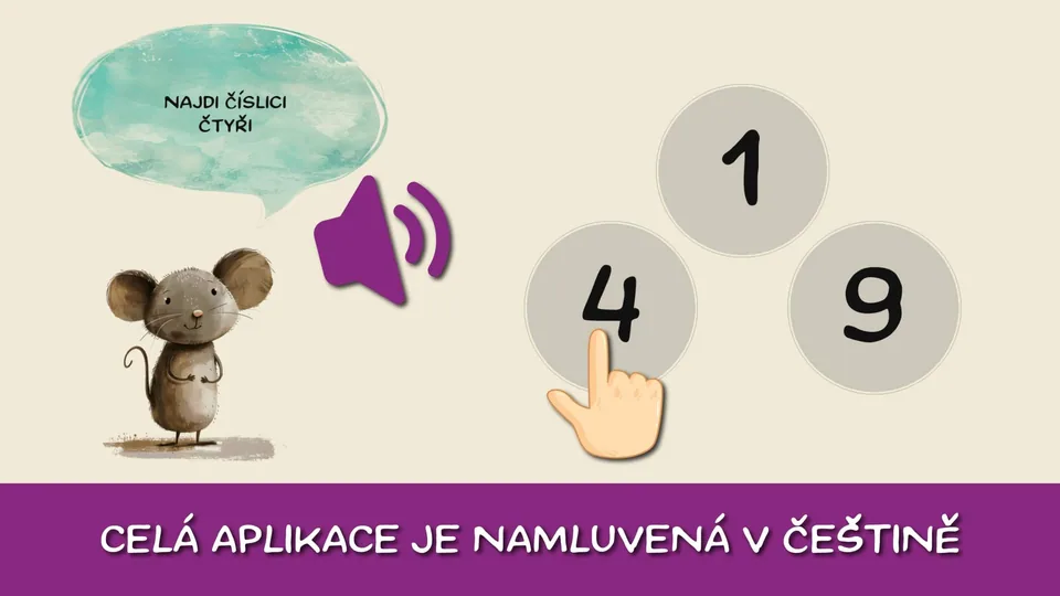 Cvičení větší, menší a rovná se v aplikaci Školáček – Elementer