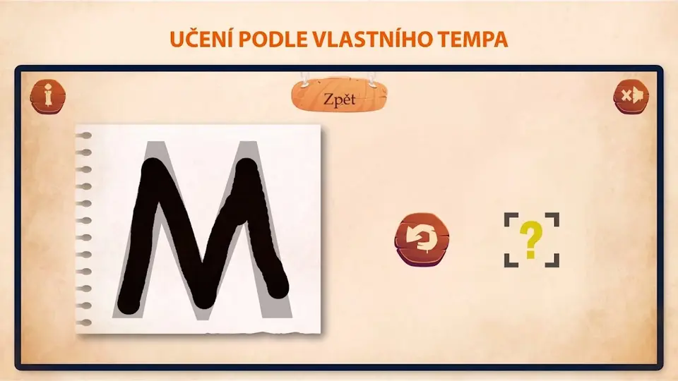 Kreslení a obtahování písmene v aplikaci Školička – Elementer