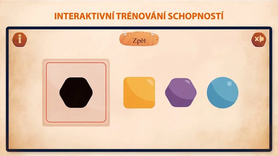 Přiřazování geometrických tvarů v aplikaci Školička – Elementer