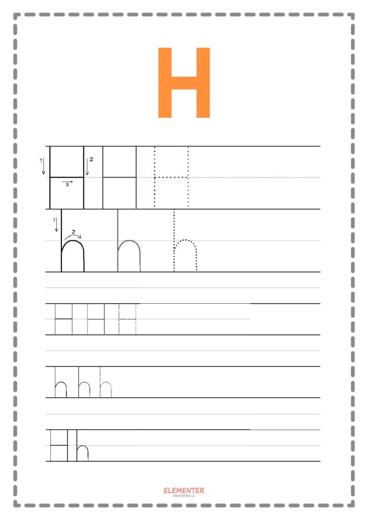 Náhled pracovního listu Velká písmena – Velká písmena, Písmeno H – Elementer